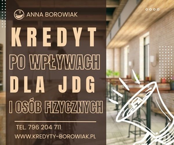 KREDYT DLA FIRM I OSÓB FIZYCZNYCH NA PODSTAWIE WPŁYWÓW NA KONTO do 100 000 PLN Gdynia - Zdjęcie 1