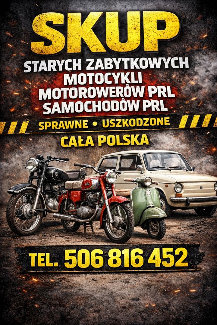 SKUP: STARE ZABYTKOWE MOTOCYKLE MOTOROWERY MOTORY PRL CAŁA POLSKA SAMOCHODY PRL Gdynia - Zdjęcie 1