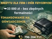 MEGA MOCNA OFERTA KREDYTU DLA FIRM I OSÓB FIZYCZNYCH NA OŚWIADCZENIE!