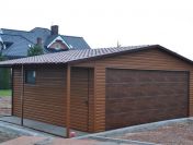 Garaże drewnopodobne i akrylowe z blachodachówką