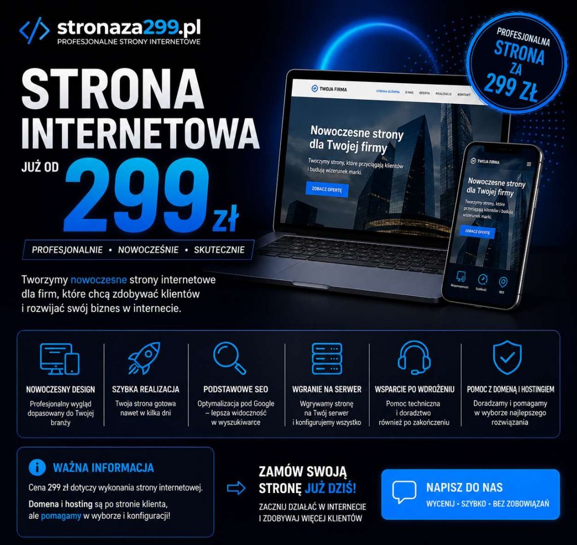Strona WWW za 299 zł | Wystawiamy faktury cała Polska - Zdjęcie 1